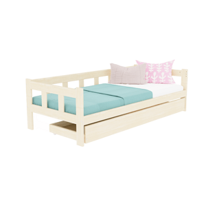 Benlemi Drevená jednolôžková posteľ FENCE 4v1 so zábranou a úložným šuplíkom Zvoľte farbu: Námornícka modrá, Zvoľte rozmer: 120x200 cm, Zvoľte zábran…
