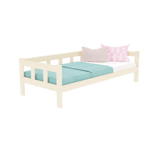 Benlemi Drevená jednolôžková posteľ FENCE 4v1 so zábranou Zvoľte farbu: Biela, Zvoľte rozmer: 140x200 cm, Zvoľte zábranu: S otvoreným vstupom