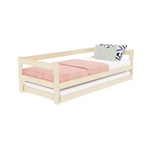 Benlemi Jednolôžková posteľ z dreva SAFE 5v1 so zábranou a prístelkou Zvoľte farbu: Béžová, Zvoľte rozmer: 80x160 cm, Zvoľte zábranu: S otvoreným vst…
