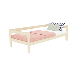 Benlemi Jednolôžková posteľ z dreva SAFE 5v1 so zábranou Zvoľte farbu: Pastelovo ružová, Zvoľte rozmer: 80x160 cm, Zvoľte zábranu: S otvoreným vstupom