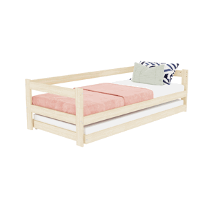Benlemi Jednolôžková posteľ z dreva SAFE 5v1 so zábranou a prístelkou Zvoľte farbu: Pastelovo ružová, Zvoľte rozmer: 80x160 cm, Zvoľte zábranu: S otv…