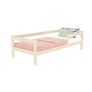 Benlemi Jednolôžková posteľ z dreva SAFE 5v1 so zábranou Zvoľte farbu: Béžová, Zvoľte rozmer: 120x200 cm, Zvoľte zábranu: S jednou zábranou