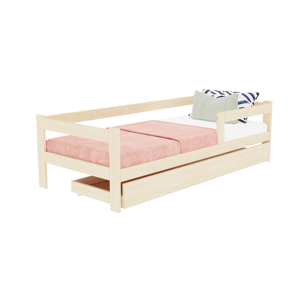 Benlemi Jednolôžková posteľ z dreva SAFE 5v1 so zábranou a úložným šuplíkom Zvoľte farbu: Béžová, Zvoľte rozmer: 120x200 cm, Zvoľte zábranu: S jednou…
