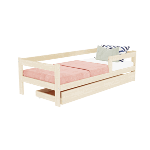 Benlemi Jednolôžková posteľ z dreva SAFE 5v1 so zábranou a úložným šuplíkom Zvoľte farbu: Pastelovo ružová, Zvoľte rozmer: 120x200 cm, Zvoľte zábranu…