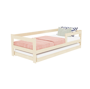 Benlemi Jednolôžková posteľ z dreva SAFE 5v1 so zábranou a prístelkou Zvoľte farbu: Béžová, Zvoľte rozmer: 80x160 cm, Zvoľte zábranu: S jednou zábran…