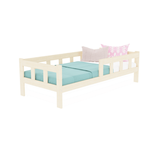 Benlemi Drevená jednolôžková posteľ FENCE 4v1 so zábranou Zvoľte farbu: Biela, Zvoľte rozmer: 120x200 cm, Zvoľte zábranu: S jednou zábranou