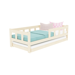 Benlemi Drevená jednolôžková posteľ FENCE 4v1 so zábranou a prístelkou Zvoľte farbu: Pastelovo ružová, Zvoľte rozmer: 80x160 cm, Zvoľte zábranu: S je…