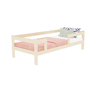 Benlemi Jednolôžková posteľ z dreva SAFE 5v1 so zábranou Zvoľte farbu: Béžová, Zvoľte rozmer: 120x200 cm, Zvoľte zábranu: S dvoma zábranami