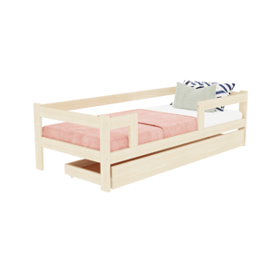 Benlemi Jednolôžková posteľ z dreva SAFE 5v1 so zábranou a úložným šuplíkom Zvoľte farbu: Pastelovo ružová, Zvoľte rozmer: 120x200 cm, Zvoľte zábranu…