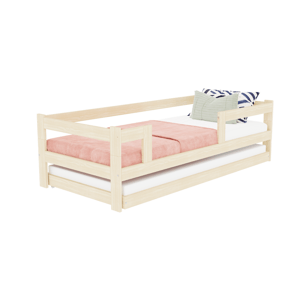 Benlemi Jednolôžková posteľ z dreva SAFE 5v1 so zábranou a prístelkou Zvoľte farbu: Pastelovo ružová, Zvoľte rozmer: 80x160 cm, Zvoľte zábranu: S dvo…