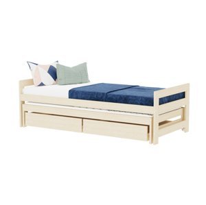 Benlemi Jednolôžková posteľ SIMPLY 90x200 3v1 s prístelkou a 2 úložnými šuplíkmi Zvoľte farbu: Béžová
