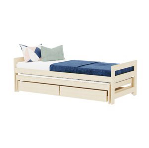 Benlemi Jednolôžková posteľ SIMPLY 90x200 3v1 s prístelkou a 2 úložnými šuplíkmi Zvoľte farbu: Námornícka modrá