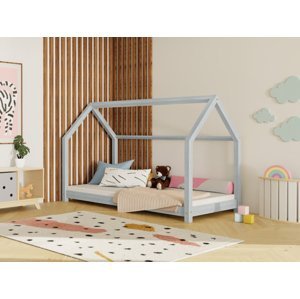 Benlemi Detská posteľ domček TERY bez bočnice Zvoľte farbu: Svetlo sivá, Rozmer: 80x160 cm