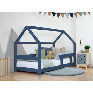 Benlemi Detská posteľ domček TERY s bočnicou Zvoľte farbu: Námornícka modrá, Rozmer: 120x180 cm