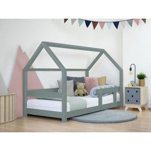 Benlemi Detská posteľ domček TERY s bočnicou Zvoľte farbu: Šalviová zelená, Rozmer: 120x180 cm