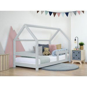 Benlemi Detská posteľ domček TERY s bočnicou Zvoľte farbu: Svetlo sivá, Rozmer: 120x180 cm