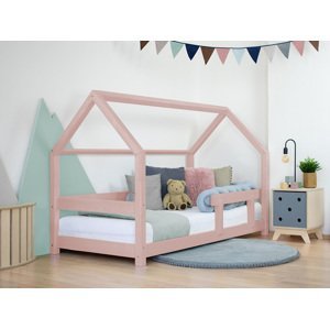 Benlemi Detská posteľ domček TERY s bočnicou Zvoľte farbu: Pastelovo ružová, Rozmer: 140x200 cm
