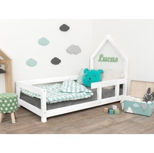 Benlemi Detská posteľ domček POPPI s bočnicou Zvoľte farbu: Biela, Rozmer: 120x180 cm, Strana: Vpravo