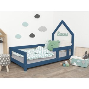 Benlemi Detská posteľ domček POPPI s bočnicou Zvoľte farbu: Námornícka modrá, Rozmer: 120x180 cm, Strana: Vpravo