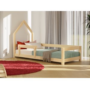 Benlemi Detská posteľ domček POPPI s bočnicou Zvoľte farbu: Nelakovaná, Rozmer: 120x180 cm, Strana: Vpravo