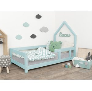Benlemi Detská posteľ domček POPPI s bočnicou Zvoľte farbu: Svetlo modrá, Rozmer: 120x180 cm, Strana: Vpravo