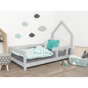 Benlemi Detská posteľ domček POPPI s bočnicou Zvoľte farbu: Svetlo sivá, Rozmer: 80x160 cm, Strana: Vpravo