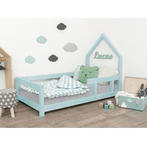Benlemi Detská posteľ domček POPPI s bočnicou Zvoľte farbu: Svetlo modrá, Rozmer: 80x180 cm, Strana: Vpravo