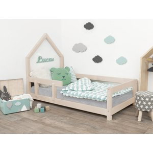 Benlemi Detská posteľ domček POPPI s bočnicou Zvoľte farbu: Béžová, Rozmer: 120x180 cm, Strana: Vľavo