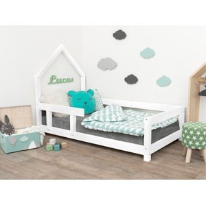 Benlemi Detská posteľ domček POPPI s bočnicou Zvoľte farbu: Biela, Rozmer: 120x180 cm, Strana: Vľavo