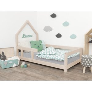 Benlemi Detská posteľ domček POPPI s bočnicou Zvoľte farbu: Béžová, Rozmer: 80x160 cm, Strana: Vľavo