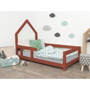 Benlemi Detská posteľ domček POPPI s bočnicou Zvoľte farbu: Tehlová, Rozmer: 80x160 cm, Strana: Vľavo