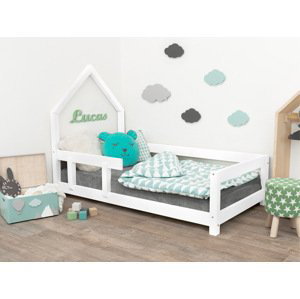 Benlemi Detská posteľ domček POPPI s bočnicou Zvoľte farbu: Biela, Rozmer: 80x180 cm, Strana: Vľavo