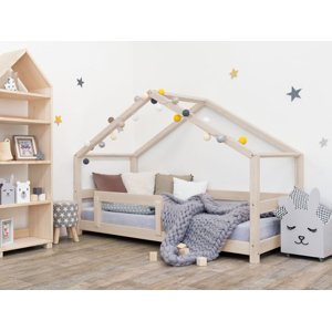 Benlemi Detská posteľ domček LUCKY s bočnicou Zvoľte farbu: Béžová, Rozmer: 120 x 180 cm
