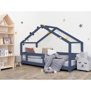 Benlemi Detská posteľ domček LUCKY s bočnicou Zvoľte farbu: Námornícka modrá, Rozmer: 120 x 180 cm