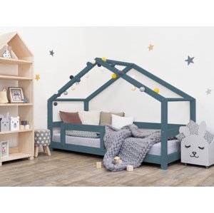 Benlemi Detská posteľ domček LUCKY s bočnicou Zvoľte farbu: Petrolejová, Rozmer: 120 x 180 cm