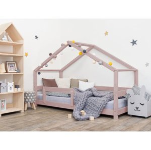 Benlemi Detská posteľ domček LUCKY s bočnicou Zvoľte farbu: Pastelovo ružová, Rozmer: 120 x 180 cm