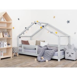 Benlemi Detská posteľ domček LUCKY s bočnicou Zvoľte farbu: Svetlo sivá, Rozmer: 120 x 180 cm