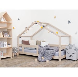 Benlemi Detská posteľ domček LUCKY s bočnicou Zvoľte farbu: Béžová, Rozmer: 120 x 190 cm
