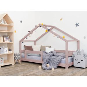 Benlemi Detská posteľ domček LUCKY s bočnicou Zvoľte farbu: Pastelovo ružová, Rozmer: 120 x 200 cm
