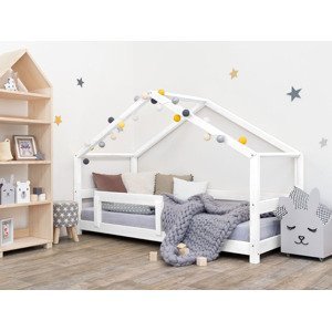 Benlemi Detská posteľ domček LUCKY s bočnicou Zvoľte farbu: Biela, Rozmer: 90 x 160 cm