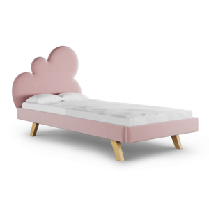 MINKO Čalúnená jednolôžková posteľ CLOUD do detskej izby Zvoľte farbu: Ružová, Strana: Vpravo