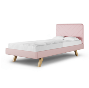 MINKO Čalúnená jednolôžková posteľ STITCH s vysokým čelom Zvoľte farbu: Ružová