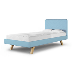 MINKO Čalúnená jednolôžková posteľ STITCH s vysokým čelom Zvoľte farbu: Modrá