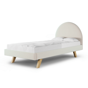 MINKO Čalúnená jednolôžková posteľ PILLE s čelom Zvoľte farbu: Krémová