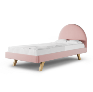 MINKO Čalúnená jednolôžková posteľ PILLE s čelom Zvoľte farbu: Ružová