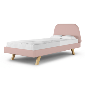 MINKO Čalúnená jednolôžková posteľ TRAPEZE s čelom Zvoľte farbu: Ružová