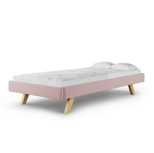 MINKO Čalúnená detská jednolôžková posteľ BASIC bez čela Zvoľte farbu: Ružová, Zvoľte rozmer: 120x200 cm