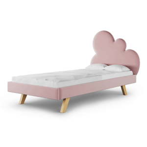 MINKO Čalúnená jednolôžková posteľ CLOUD do detskej izby Zvoľte farbu: Ružová, Strana: Vľavo, Zvoľte rozmer: 120x200 cm
