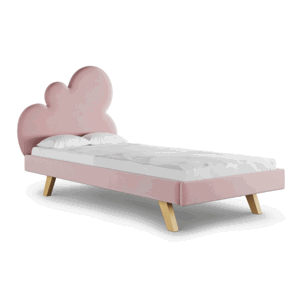 MINKO Čalúnená jednolôžková posteľ CLOUD do detskej izby Zvoľte farbu: Ružová, Strana: Vpravo, Zvoľte rozmer: 120x200 cm