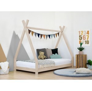 Benlemi Detská drevená posteľ NAKANA v tvare teepee Zvoľte farbu: Béžová, Rozmer: 120x180 cm